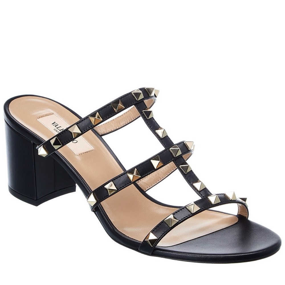 VALENTINO Black Studded Sandals